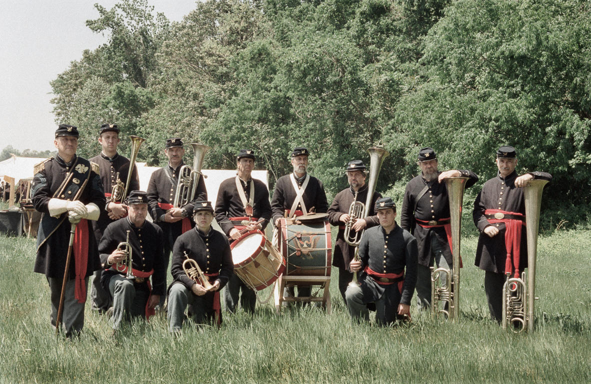 During the Civil War bands like this one, at a reenactment in Virginia, were often used to raise soldiers morale as they went into battle. The musicians also performed at ceremonies and concerts.

